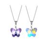 2pcs Colorful Crystal Butterfly Star Shell Heart Shape Pendant Necklace Stainless Purple & Yellow Shining Rhinestone Jewelry for Women Gifts-Butterfly view 1