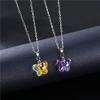 2pcs Colorful Crystal Butterfly Star Shell Heart Shape Pendant Necklace Stainless Purple & Yellow Shining Rhinestone Jewelry for Women Gifts-Butterfly view 3