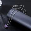 2pcs Colorful Crystal Butterfly Star Shell Heart Shape Pendant Necklace Stainless Purple & Yellow Shining Rhinestone Jewelry for Women Gifts-Butterfly view 4