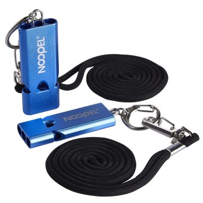 Whistle Emergency Noopel Three Tubes Survival Whistles 2 Pack with Lanyard for Hiking Camping Kayak Sports Outdoor Safety Kids Lifeguard Rescue Signaling (Blue)