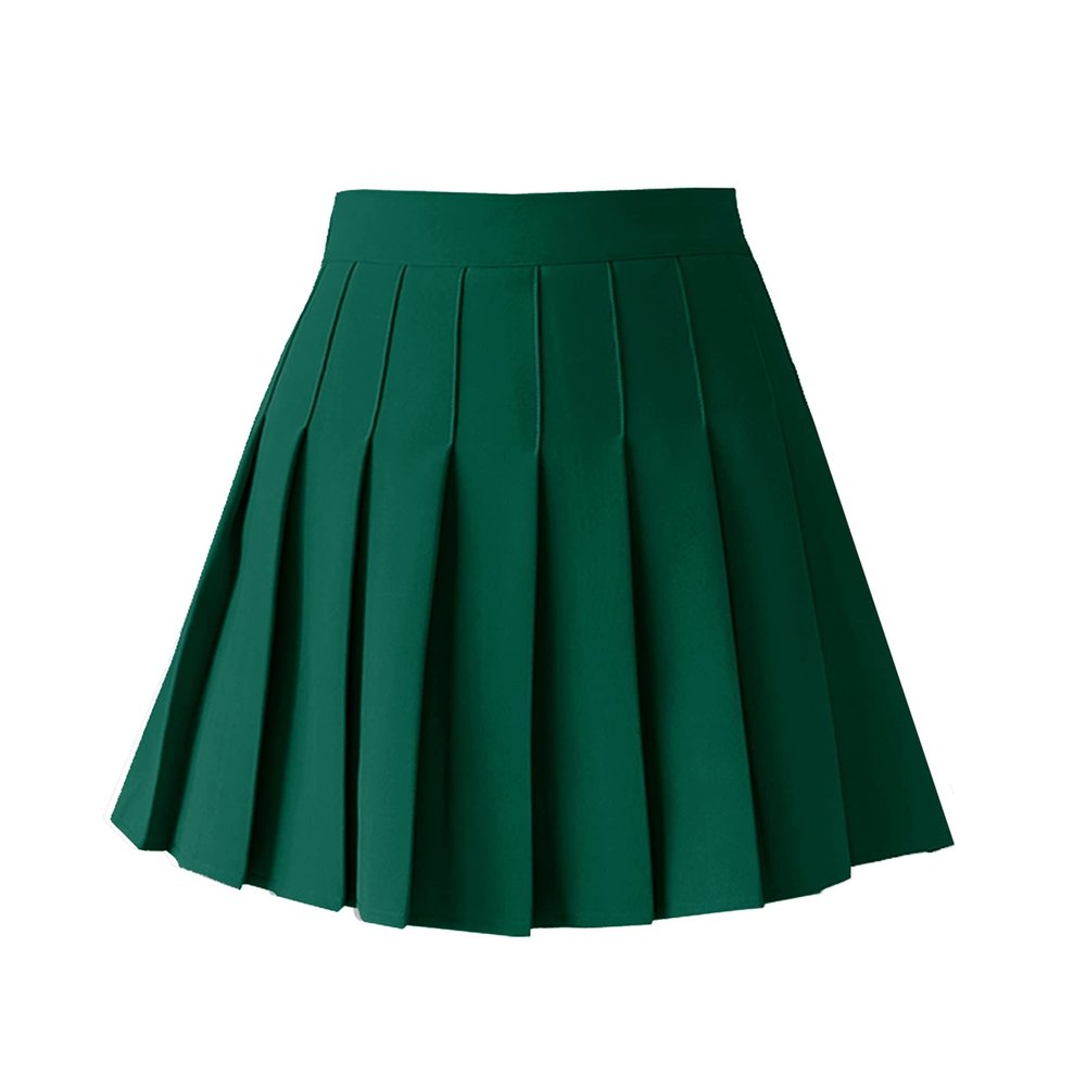 TONCHENGSD Women's High Waist Pleated Mini Skirt Skater Tennis Skirt (Dark Green 02, XXL)