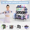 PLKOW Dumbbell Weight Rack, Home Gym Storage for Kettlebells Yoga Mat and Balls, All in One Workout Storage with Wheels and Hooks, Powder Coated Finish Steel view 2