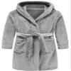 E.W Apparel Boys Fleece Robe Girls Hooded Bathrobe Toddlers Soft Fuzzy Robe for Kids(Gray,13-14 Years) view 1