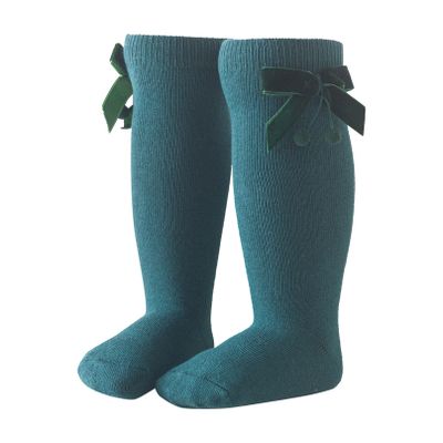 iiniim Baby Girls Knee High Socks Toddler Bowknot Breathable Dress Socks Cotton Tube Uniform Stockings Dark Blue 2-3 Years