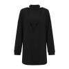 BINGLI Women Bodycon Dress Casual Solid Knit Ribbed Dress Zipper V-Neck Long Sleeve Mini Slim Pullover Sweater Midi Dress (Black, S) view 3