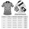 Geyoga 4 Pcs Men's Official Referee Costume Set Black and White Stripe Referee Shirt Hat Whistle Lanyard for Carnival(XXL) view 3