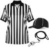 Geyoga 4 Pcs Men's Official Referee Costume Set Black and White Stripe Referee Shirt Hat Whistle Lanyard for Carnival(XL) view 1