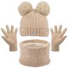 MAYLISACC Toddler Hat and Gloves Set Girl 3 Pack Kids Hat and Gloves Set Winter Warm Beanie Hat Neck Warmer Kids Boys Gloves 4-7 Snow Gloves for Toddler Gloves Girls Mittens for Toddler Boys Yellow view 1