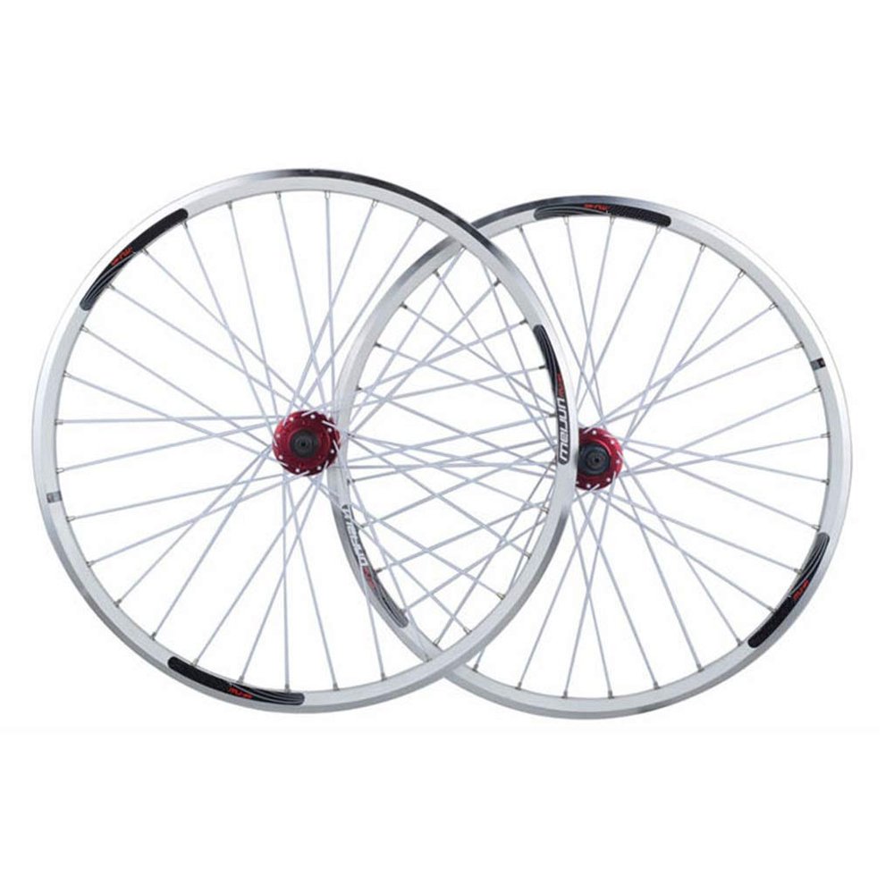 LvTu Mountain Bike Wheelset 26 inch V-Brake/Disc Brake Alloy Double Wall Rim for 7 8 9 10 Speed Cassette 1.25~2.5" Tire (Size : White)
