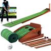 GimiYaa Indoor Putting Green and Outdoor with Auto Ball Return, Golf Greens for use mat Office, Backyard Crystal Velvet Solid Wood Base, LIGHT BROWN, (GEFQD002) view 1