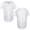 Mens Blank Plain Baseball Jersey Button Down Shirts Sports Hip Hop Hipster Jersey S-3XL (Blank Blue Strips, X-Large) view 1