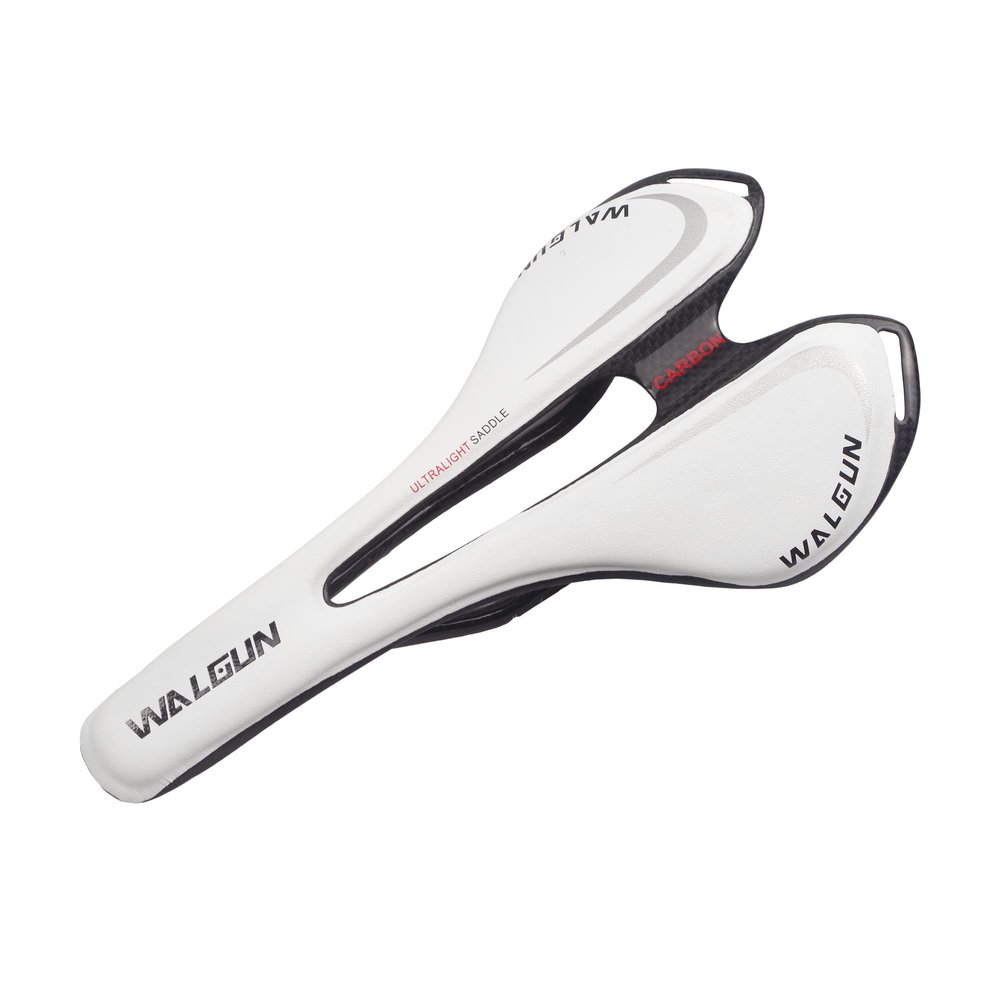 WALGUN WG998 Comfortable Carbon Bike Saddle for Men Women Road MTB Mountain Bike Carbon Bike Seat with Oval Rail 7x9 Lightweight Bicycle Carbon Saddles 143mm (White)