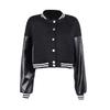 qfmqkpi Women Classic Loose Bomber Jacket Button up Lightweight Sweatshirt Coat Clubwear Black S view 3