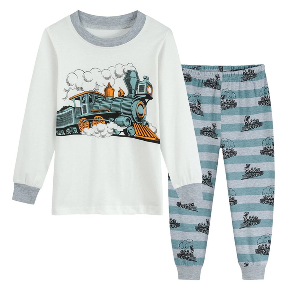 Boys Long Sleeve T-Shirts and Long Pants 2 Piece Cotton Shirt Pant Set, Boys Sweatshirt Clothes Set 2-8 Years (Gray, 5-6 Years)