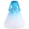 Flower Girl Velvet Dress for Kids Wedding Bridesmaid Formal Party Dress Pageant Long Maxi Prom Gown Princess First Communion Birthday Dance Bowknot Puffy Tulle Dresses Gradient - Sky Blue 9-10 Years view 2