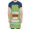 Homenon Personalized Aprons with Pockets Print Your Own Logo/Design/Text Adjustable with Two Front Pockets-Kiwi view 2