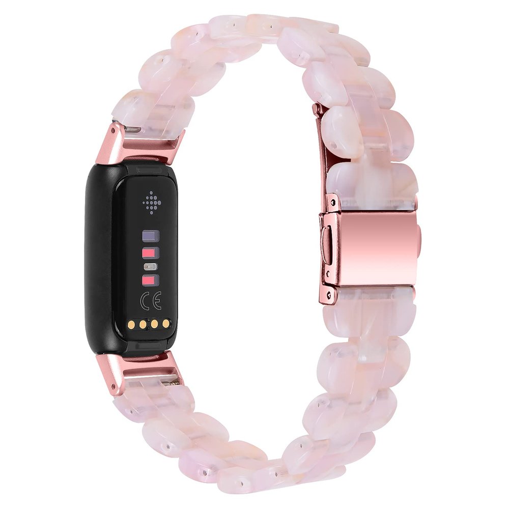 AISPORTS Resin Band Compatible for Fitbit Luxe Band for Women Men, Stylish Slim Lightweight Resin Bracelet Stainless Steel Metal Buckle Replacement Band for Fitbit Luxe Fitness and Wellness Tracker