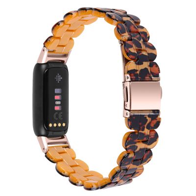 AISPORTS Resin Band Compatible for Fitbit Luxe Band for Women Men, Stylish Slim Lightweight Resin Bracelet Stainless Steel Metal Buckle Replacement Band for Fitbit Luxe Fitness and Wellness Tracker