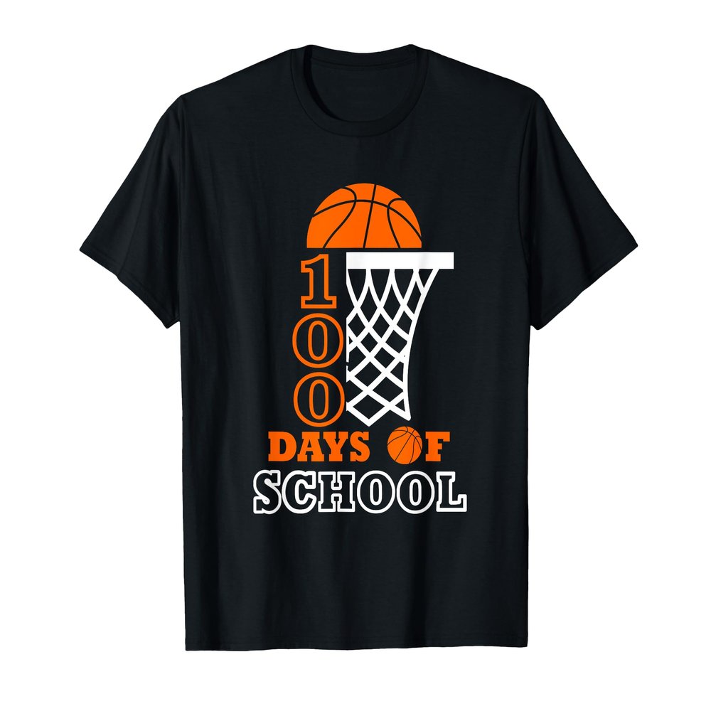 100 Days of School Kids Basketball 100th day of school T-Shirt