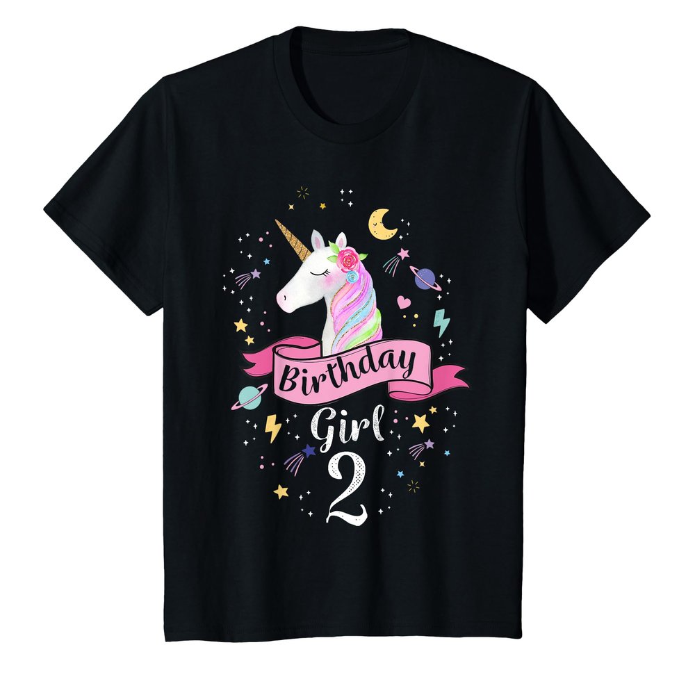 2 Year Old Girl Birthday Unicorn Shirt 2nd Birthday T-Shirt