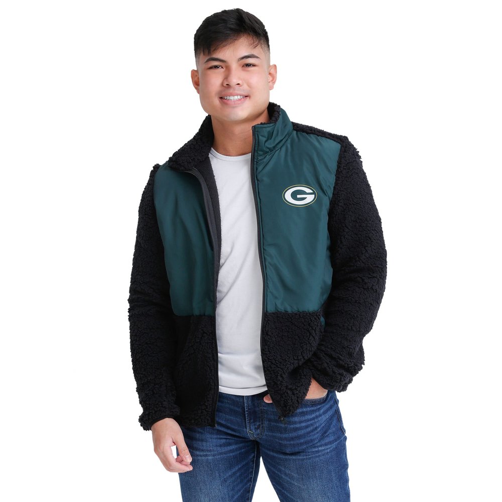 Green Bay Packers NFL Mens Sherpa Soft Zip Up Jacket - M