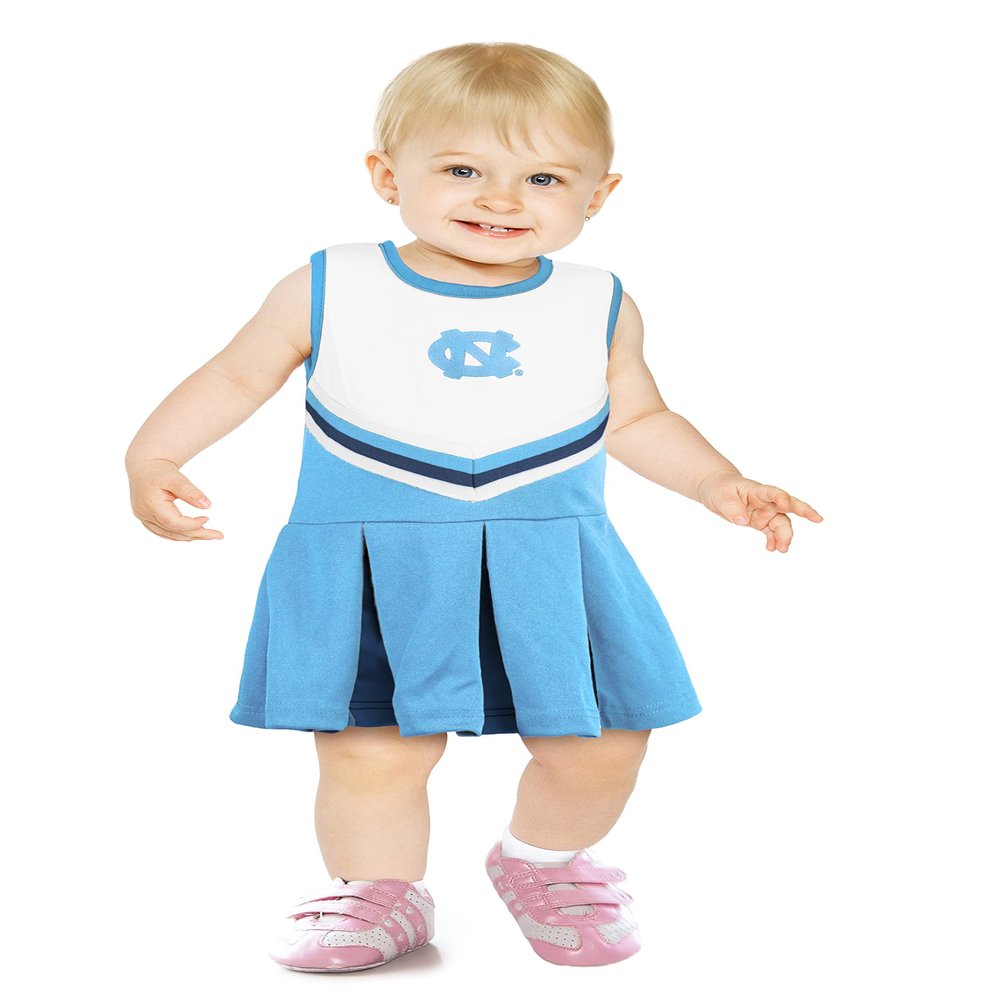 Little King NCAA Infant/Toddler Girls One Piece Team Cheer Jumper Dress-North Carolina-4T
