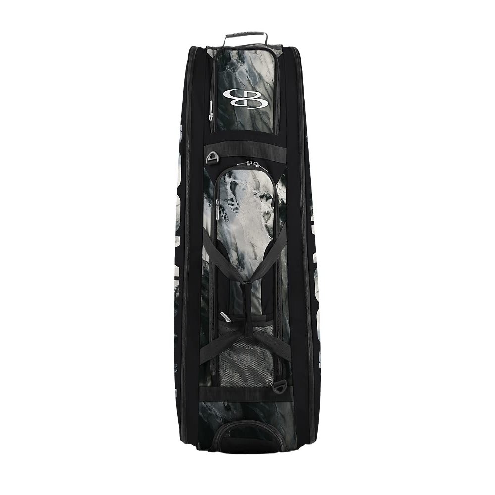 Boombah Beast Rolling Bat Bag 2.0-40" x 14" x 13" - Glacier Black/White - Holds 8 Bats, Glove and Shoe Compartments