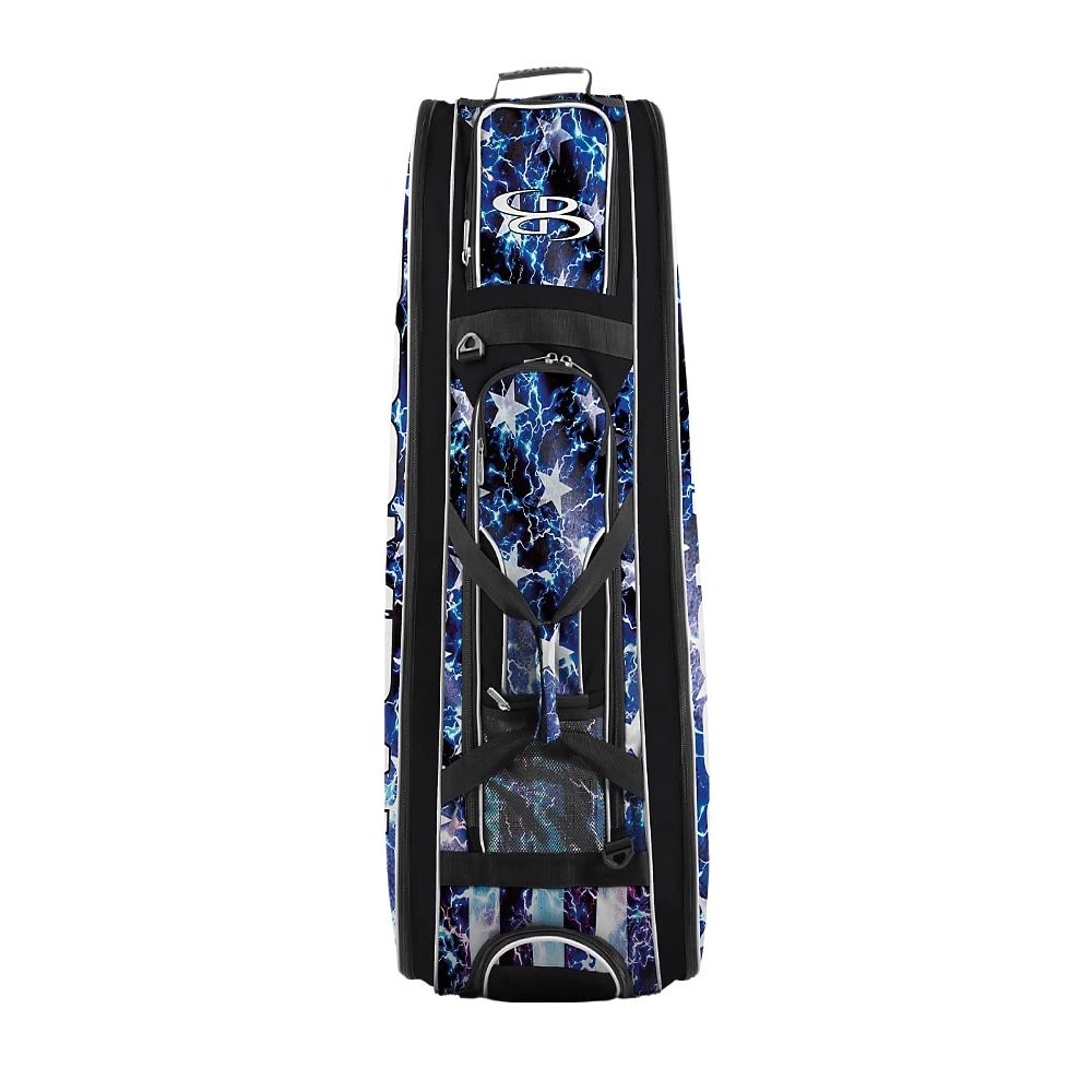 Boombah Beast Rolling Bat Bag 2.0-40" x 14" x 13" - USA Banner Black/Royal Blue/White - Holds 8 Bats, Glove and Shoe Compartments