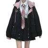 Kawaii Clothes for Teen Girls Kawaii Fall Jacket Cute Hoodies Zip up Girls' Outerwear Jackets Coats (L,Black,Large) view 1