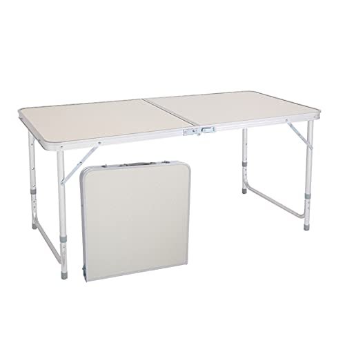 Aluminum Portable Folding Table 4 Foot, Camping Tables That Fold Up Lightweight, White Adjustable Height Picnic Table