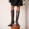 Chunky Heel Boots for Women - Fashion Snake Print Pointed Toe Back Zipper Thick High Heel Knee High Boots Comfortable Casual High Top shoes view 4