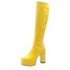 oiangi Over the Knee Boots for Women - Fashion Solid Square Toe Side Zipper Chunky Thick High Heel Platform Long Boots Fall Comfortable Casual Shoes