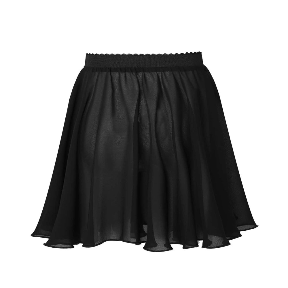 easyforever Kids Girls Basic Chiffon Pleated Pull-on Wrap Skirt Skort Ballet Dancewear Daily Casual Outfits Black P 6-12 Years