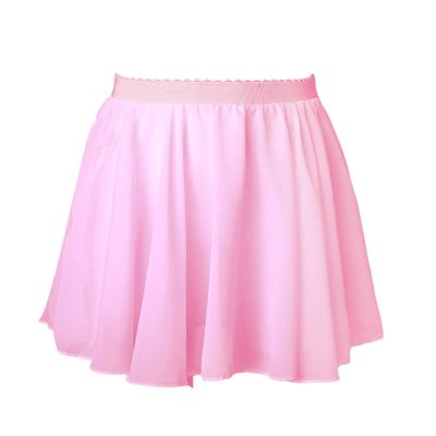 easyforever Kids Girls Basic Chiffon Pleated Pull-on Wrap Skirt Skort Ballet Dancewear Daily Casual Outfits Pink P 6-12 Years