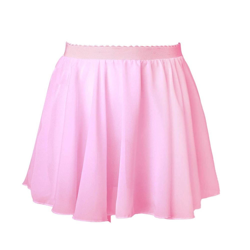 easyforever Kids Girls Basic Chiffon Pleated Pull-on Wrap Skirt Skort Ballet Dancewear Daily Casual Outfits Pink P 6-12 Years