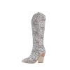 Chunky Heel Boots for Women - Fashion Snake Print Pointed Toe Back Zipper Thick High Heel Knee High Boots Comfortable Casual High Top shoes view 4