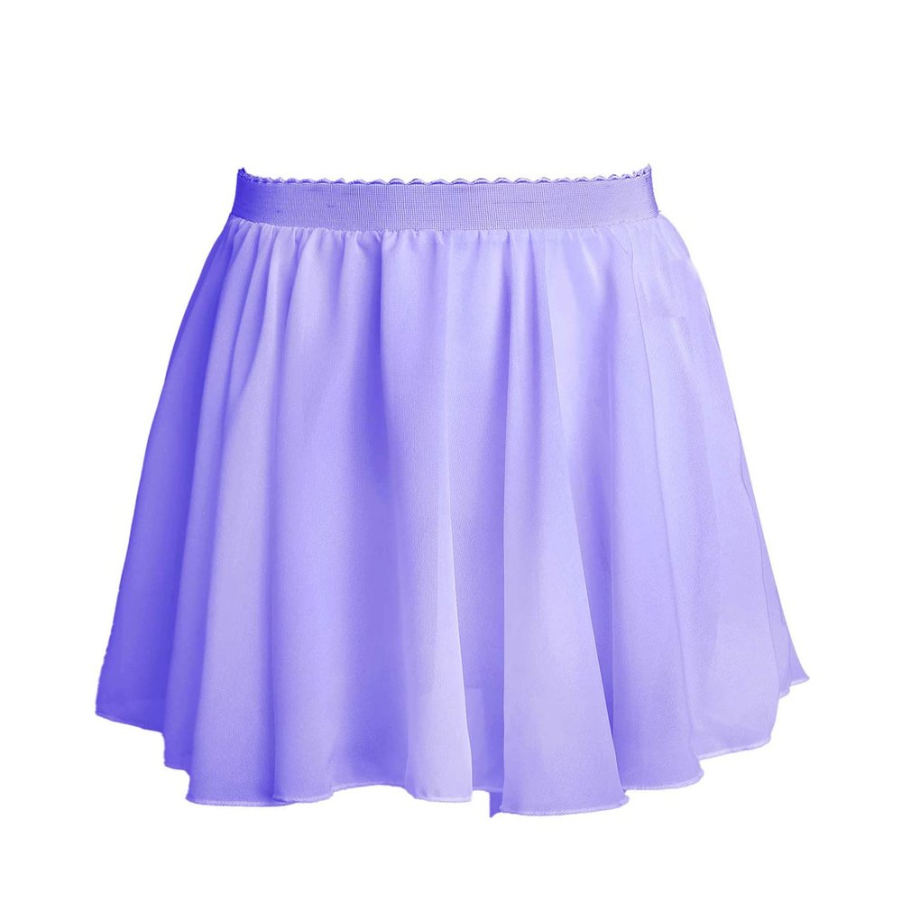 easyforever Kids Girls Basic Chiffon Pleated Pull-on Wrap Skirt Skort Ballet Dancewear Daily Casual Outfits Light Purple P 1-6 Years