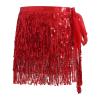 Alvivi Women's Belly Dance Hip Skirt Tassel Scarf Shiny Sparkly Sequin Wrap Rave Party Costume Red One Size view 2