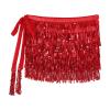Alvivi Women's Belly Dance Hip Skirt Tassel Scarf Shiny Sparkly Sequin Wrap Rave Party Costume Red One Size view 3