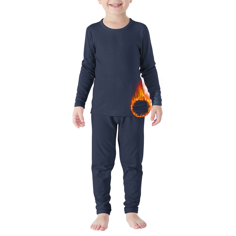 Boy's Thermal Underwear Warm Baby Long Johns Sets Toddler Winter Clothers Ski Thermal Underwears Navy Large (100) /3T