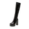 oiangi Over the Knee Boots for Women - Fashion Solid Square Toe Side Zipper Chunky Thick High Heel Platform Long Boots Fall Comfortable Casual Shoes
