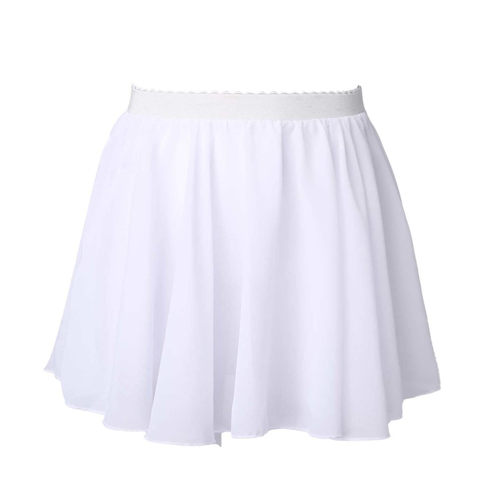 easyforever Kids Girls Basic Chiffon Pleated Pull-on Wrap Skirt Skort Ballet Dancewear Daily Casual Outfits White P 1-6 Years