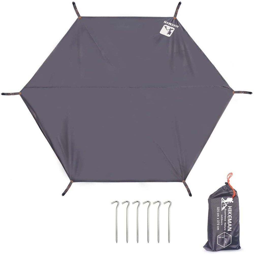 Hikeman Hexagonal Tent Footprint,1-4 Person Ultralight Waterproof Tent Tarp Ground Sheet Mat with 6 Tent Stakes for Camping Hiking Picnic Backpacking(XL)