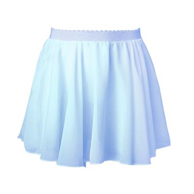 easyforever Kids Girls Basic Chiffon Pleated Pull-on Wrap Skirt Skort Ballet Dancewear Daily Casual Outfits Light Blue P 6-12 Years