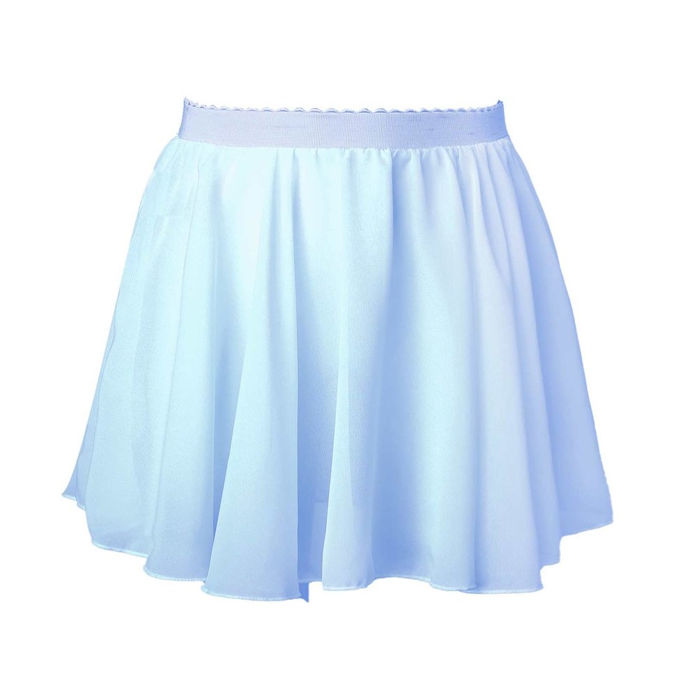 easyforever Kids Girls Basic Chiffon Pleated Pull-on Wrap Skirt Skort Ballet Dancewear Daily Casual Outfits Light Blue P 6-12 Years