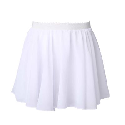 easyforever Kids Girls Basic Chiffon Pleated Pull-on Wrap Skirt Skort Ballet Dancewear Daily Casual Outfits White P 6-12 Years