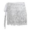 Alvivi Women's Belly Dance Hip Skirt Tassel Scarf Shiny Sparkly Sequin Wrap Rave Party Costume Silver One Size view 1
