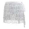 Alvivi Women's Belly Dance Hip Skirt Tassel Scarf Shiny Sparkly Sequin Wrap Rave Party Costume Silver One Size view 2