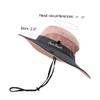 Womens Summer Sun-Hat Outdoor UV Protection Fishing Hat Wide Brim Foldable-Beach-Bucket-Hat with Ponytail-Hole Pink view 3