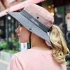 Womens Summer Sun-Hat Outdoor UV Protection Fishing Hat Wide Brim Foldable-Beach-Bucket-Hat with Ponytail-Hole Pink view 4